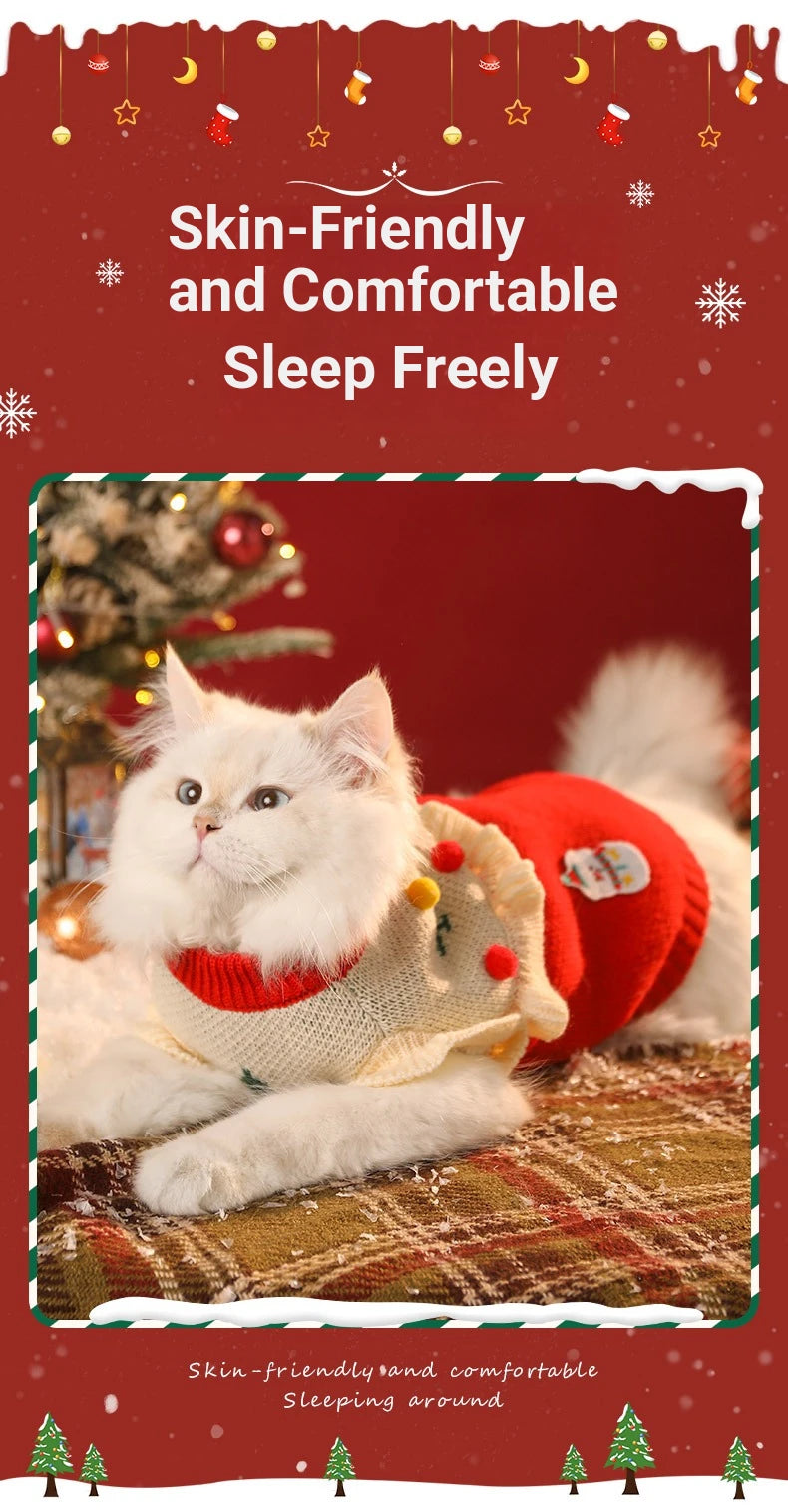 Cute Santa Claus Pet Sweater for Cats & Dogs – Cozy Christmas Outfit for Winter Fun