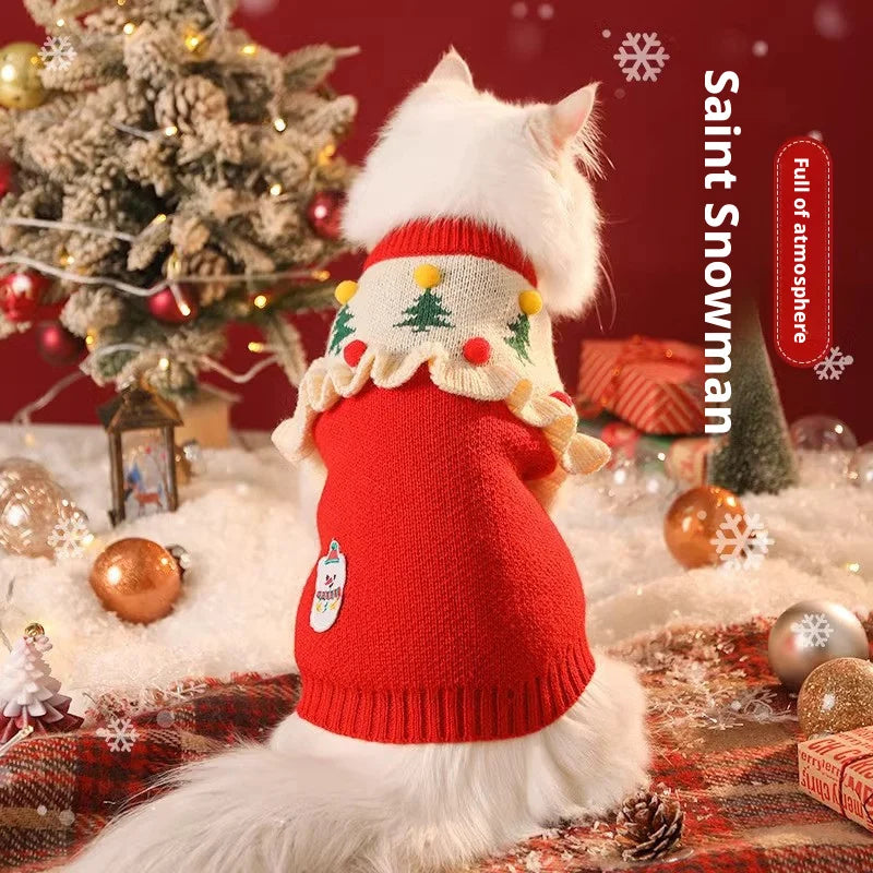 Cute Santa Claus Pet Sweater for Cats & Dogs – Cozy Christmas Outfit for Winter Fun