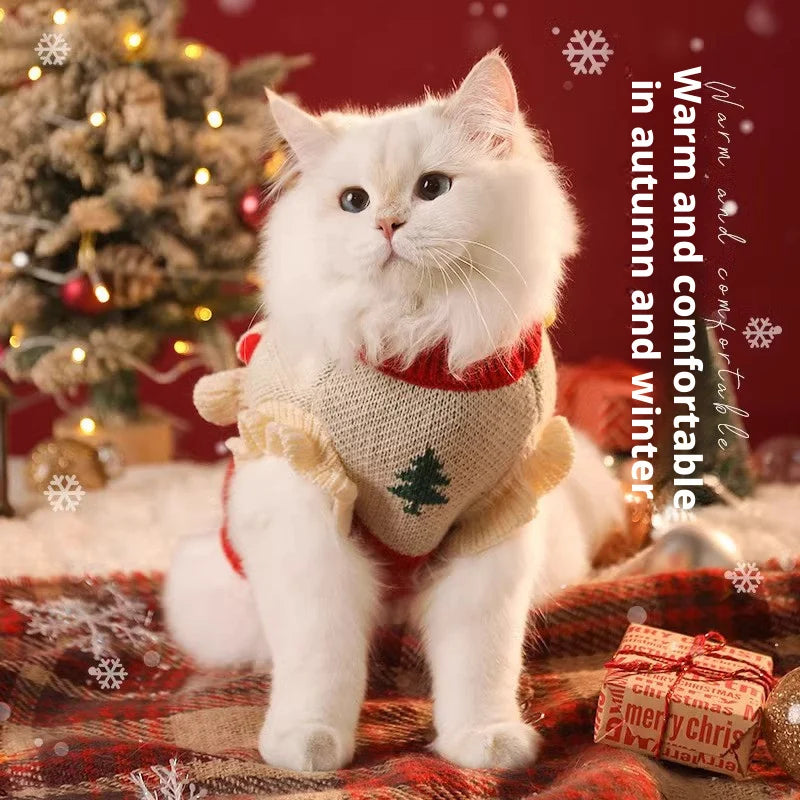 Cute Santa Claus Pet Sweater for Cats & Dogs – Cozy Christmas Outfit for Winter Fun