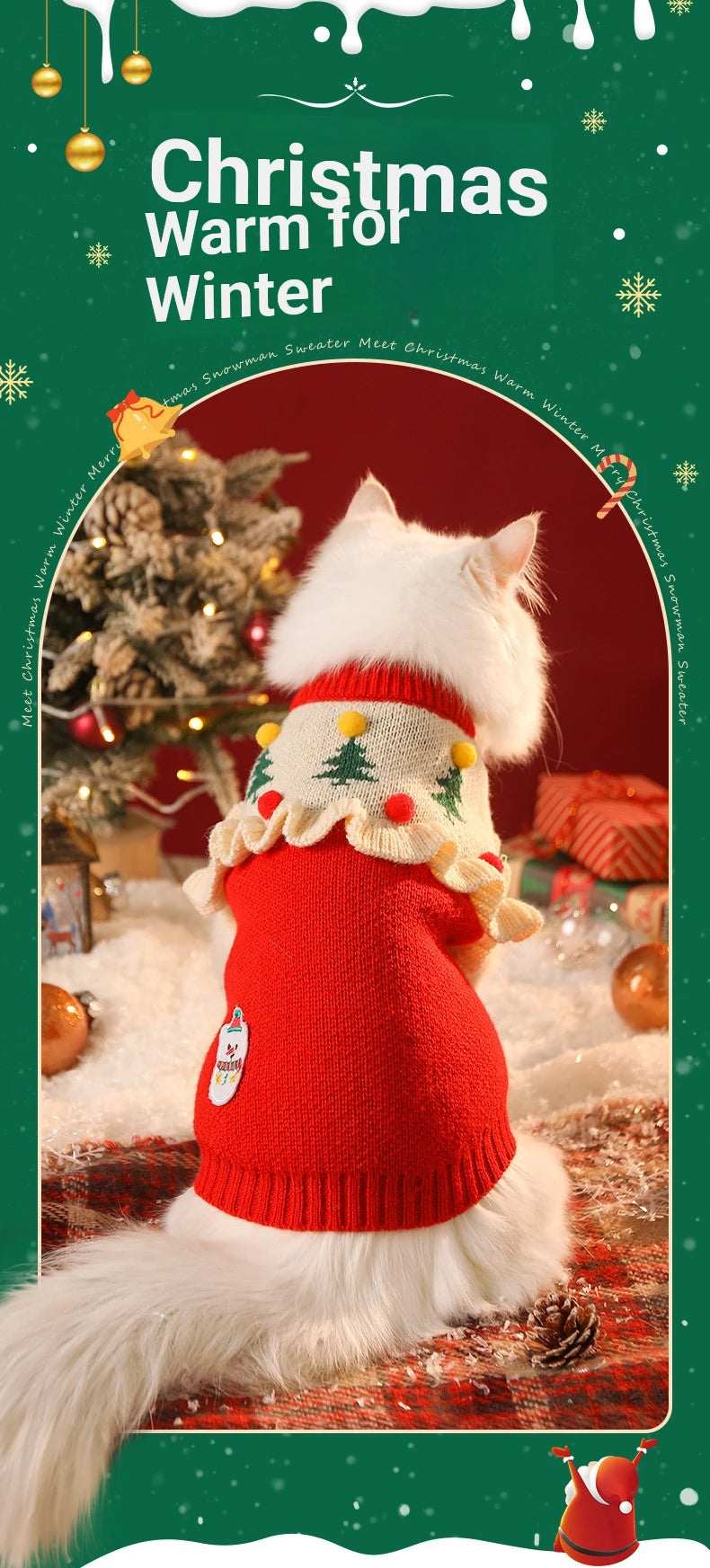 Cute Santa Claus Pet Sweater for Cats & Dogs – Cozy Christmas Outfit for Winter Fun