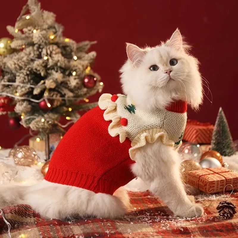 Cute Santa Claus Pet Sweater for Cats & Dogs – Cozy Christmas Outfit for Winter Fun