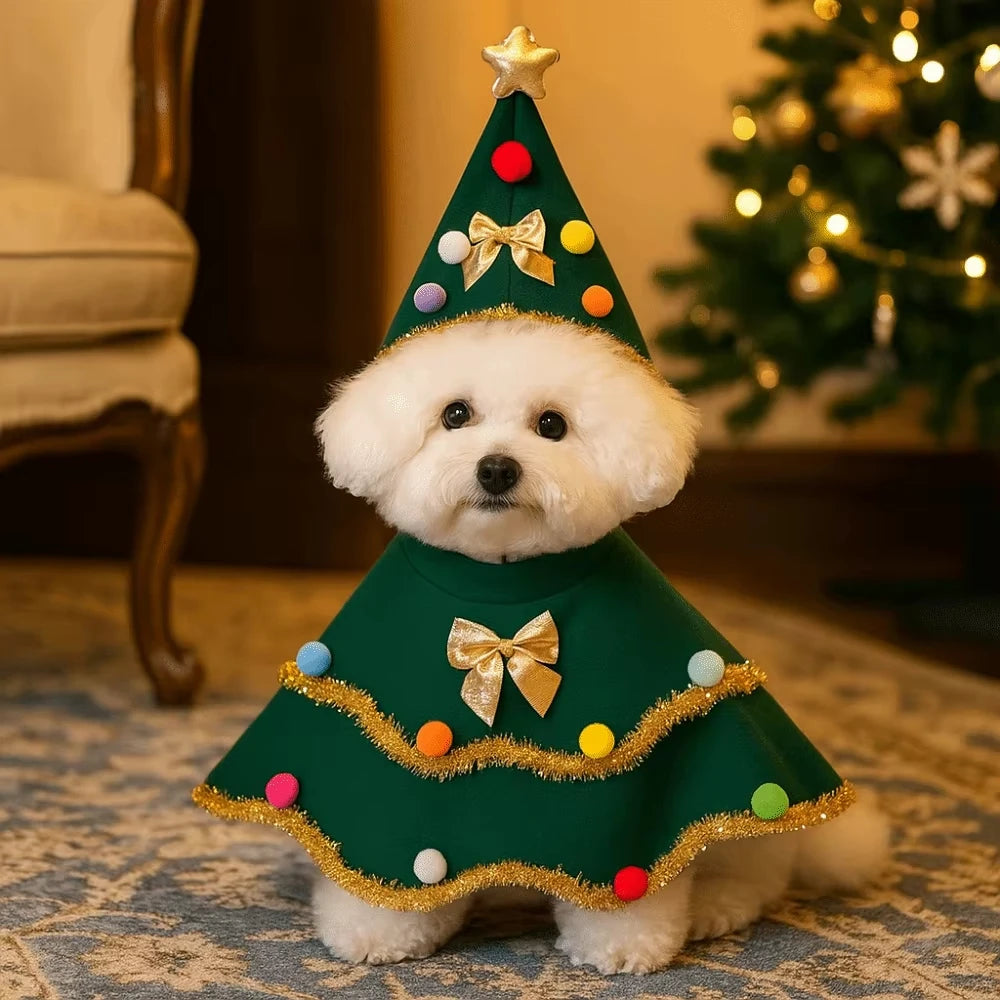 Christmas Tree Pet Sweater – Cozy Holiday Knit for Cats & Small Dogs