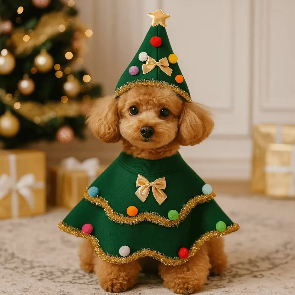 Christmas Tree Pet Sweater – Cozy Holiday Knit for Cats & Small Dogs