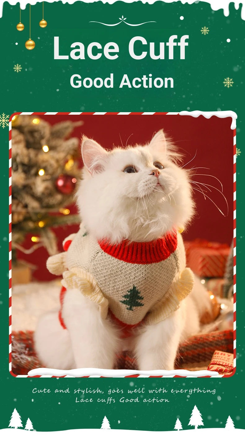 Cute Santa Claus Pet Sweater for Cats & Dogs – Cozy Christmas Outfit for Winter Fun